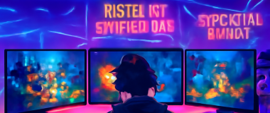 Eine beeindruckende Fantasielandschaft mit einem majestätischen, leuchtenden Schloss auf einem Hügel unter einem sternklaren Himmel, umgeben von mystischen Bäumen und einem glitzernden Fluss.
